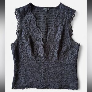 Express Black Lace V-Neck Blouse